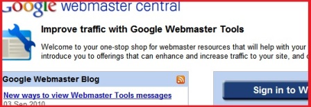 Pictorial of the log in for Google Webmaster tools.  An essential SEO click thru rate tool.